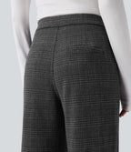 Pantalon tailleur droit Halara Flex™ taille haute pied-de-poule à carreaux avec poches