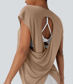 Top de sport running dos nu croisé ourlet asymétrique haut-bas