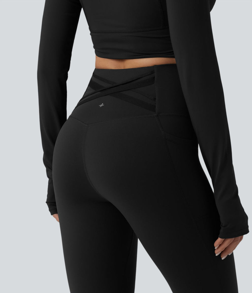 Halara Ultrasculpt™ Legging de running gainant taille haute dos croisé avec poches