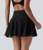 Jupe-short de tennis mini taille haute avec cordon de serrage et mesh contrastant avec poche
