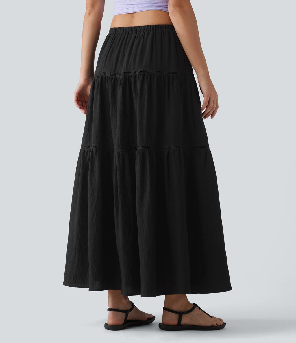 Jupe maxi fluide taille mi-haute