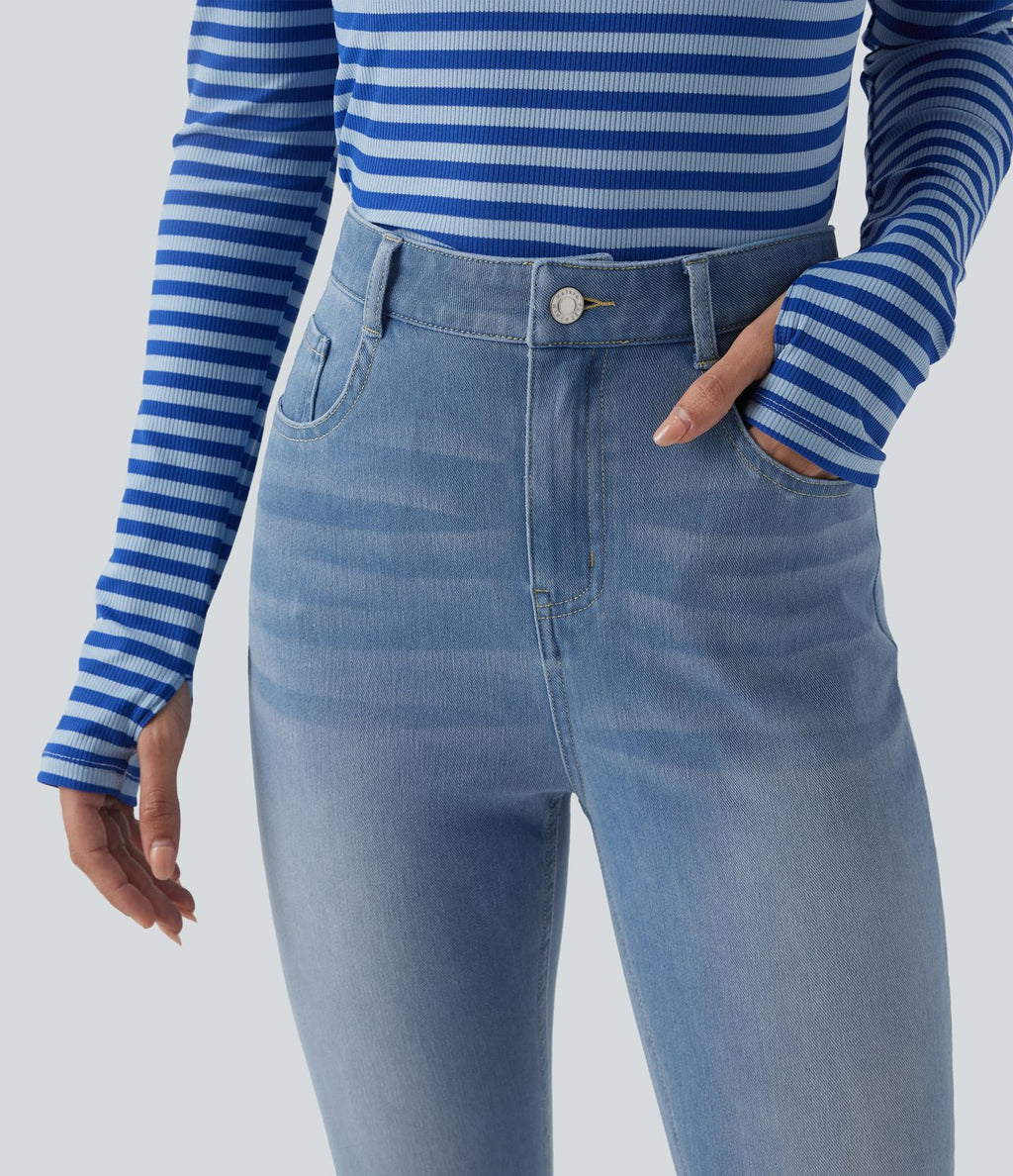 Jean ajusté décontracté Halara Flex™ taille haute avec poches