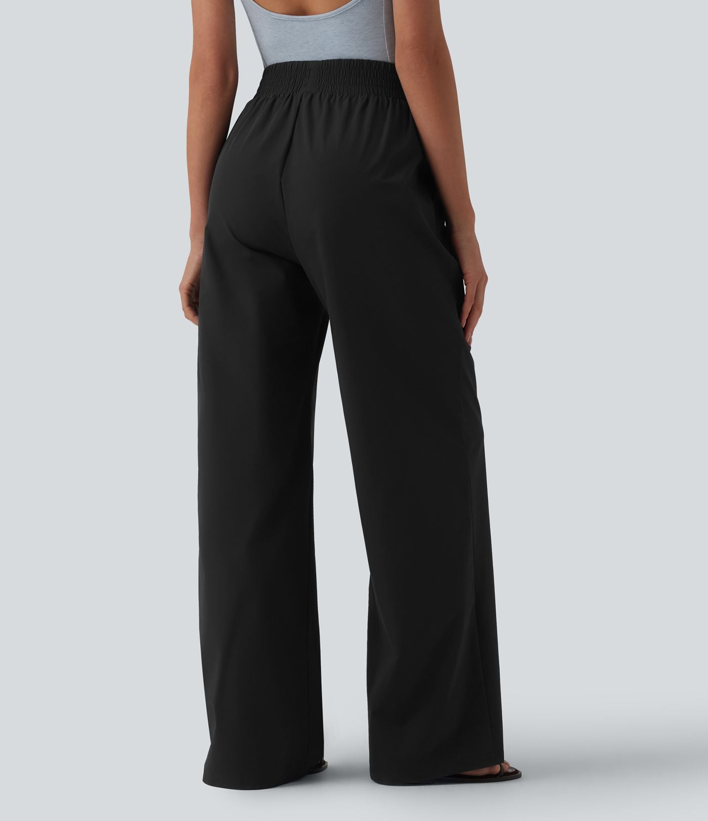 Pantalon casual large ample taille haute avec poches