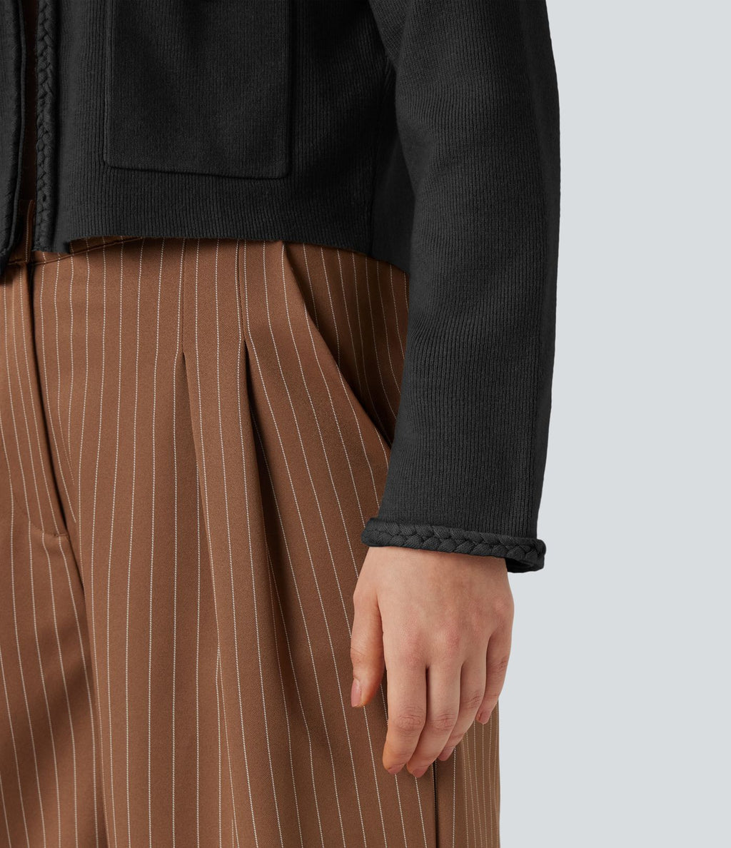 Cardigan tailleur ouvert manches longues avec poches