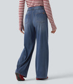 Jean droit baggy Halara Flex™ taille mi-haute avec cordon ajustable et poches