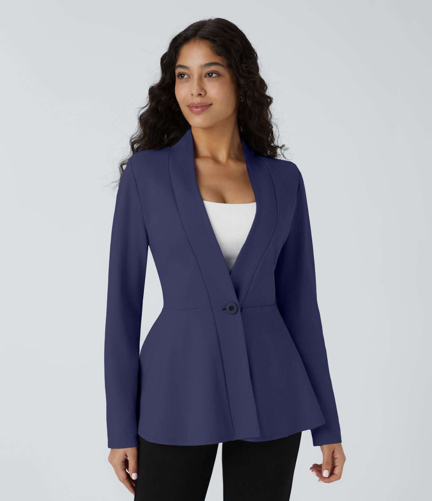 Veste péplum de travail col en V avec un bouton