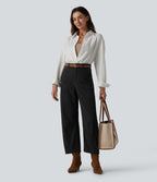 Halara Flex™ Pantalon tailleur velours côtelé taille haute coupe tonneau avec poches