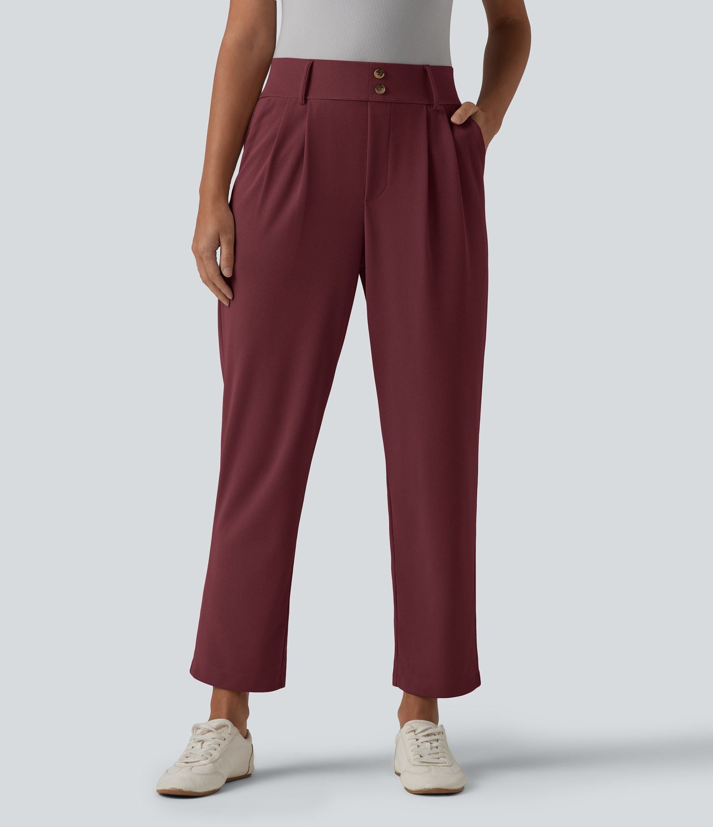 Halara Flex™ Pantalon tailleur fuselé taille haute en tissu gaufré avec poches