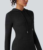 Robe midi décontractée SpacerTek™ fendue manches longues avec capuche