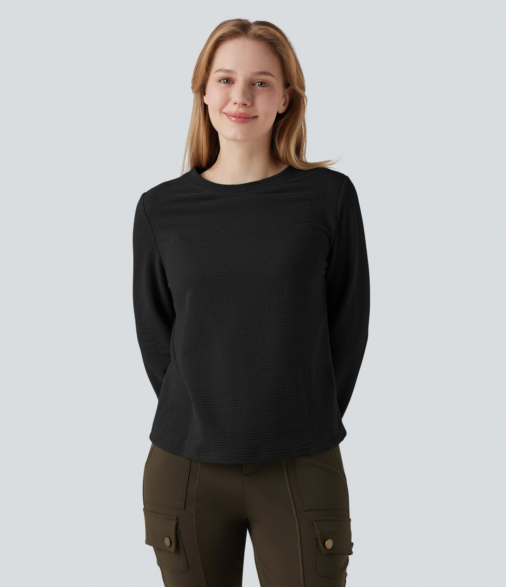 Sweat-shirt polaire pliable col rond à manches longues avec poche