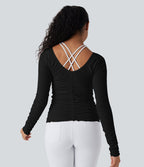 Haut de sport yoga froncé avec finitions ondulées sans couture OneForm Seamless Flow