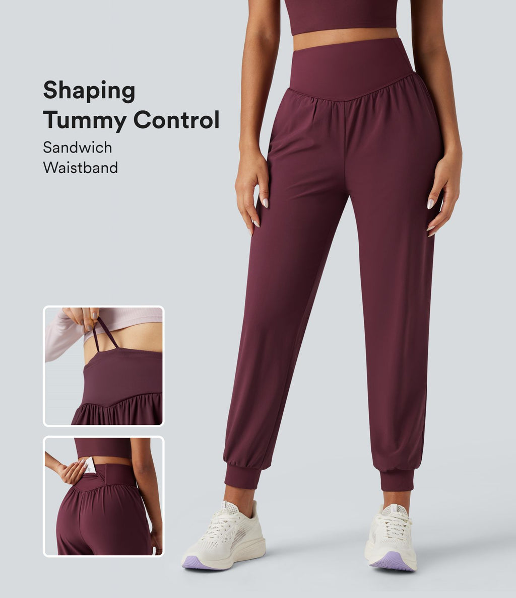 Jogging de course gainant taille haute avec cordon de serrage intérieur et séchage rapide avec poches Breezeful™