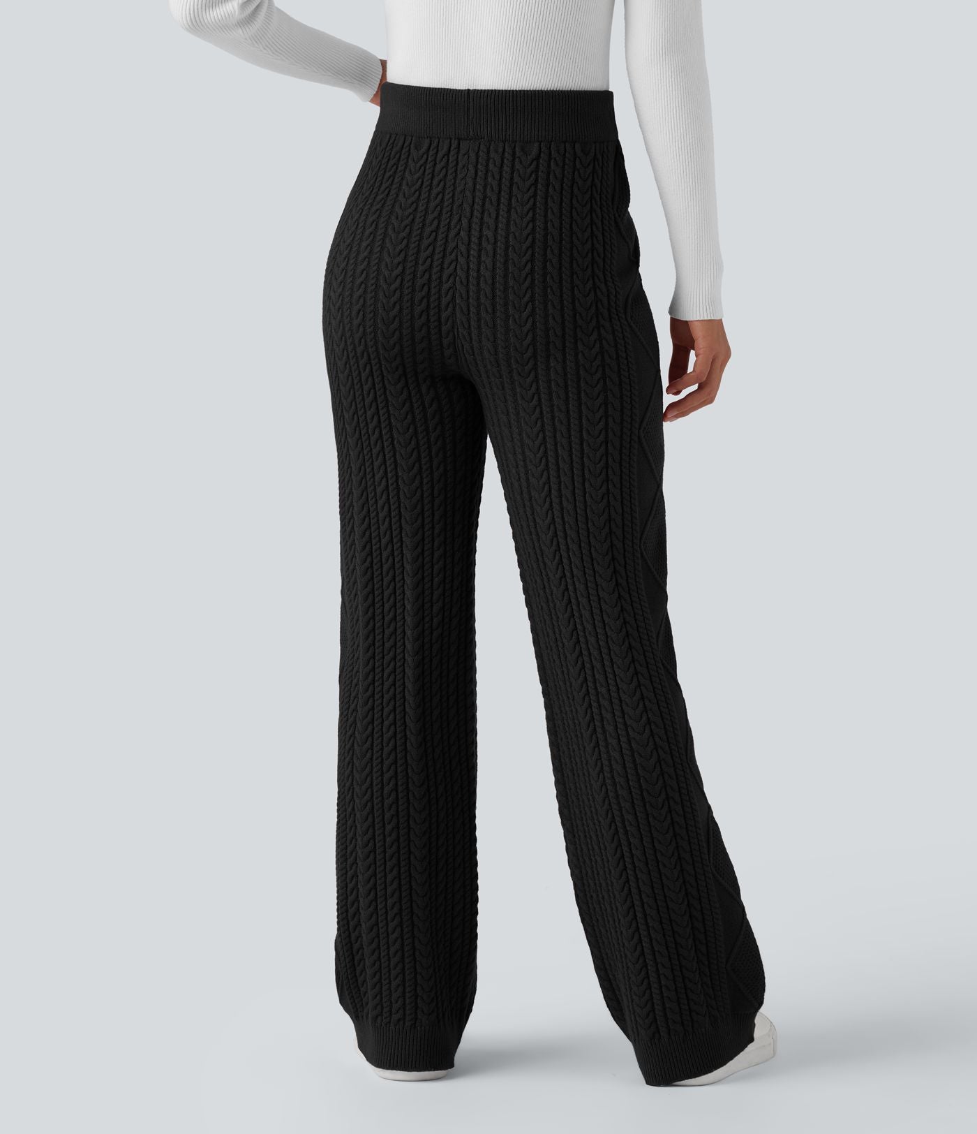 Pantalon décontracté en maille taille mi-haute avec cordon de serrage