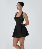 Robe de tennis mini SoftlyZero™ Airy dos nu avec bretelles croisées découpées et poches à effet frais InstantCool