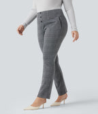 Pantalon tailleur skinny Halara Flex™ grande taille taille haute pied-de-poule à carreaux avec poches