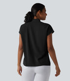 Blouse esprit bureau ample défroissage facile, col V et manches chauve-souris