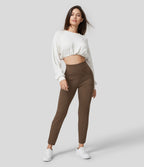 Pantalon ajusté taille haute zippé avec poches