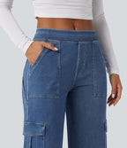 Halara Flex™ Taille Mi-Haute Multiples Poches Jambe Droite Jean Cargo Décontracté Extensible