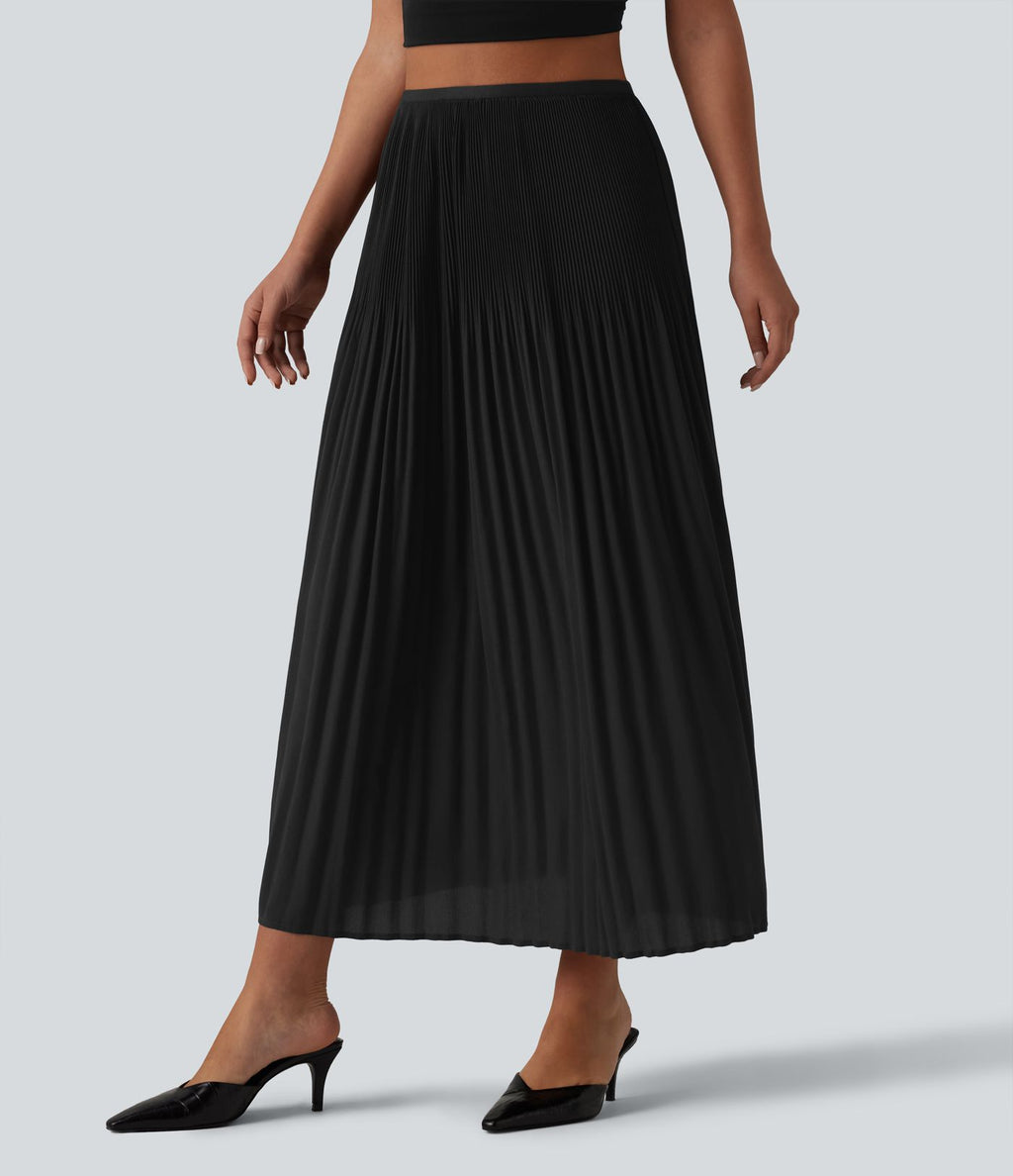 Jupe midi casual plissée taille haute