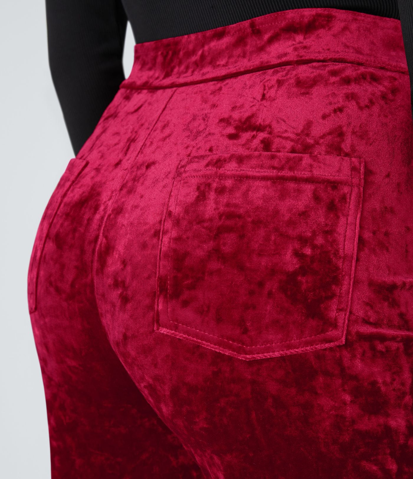 Pantalon en Velours Taille Haute avec Bouton Multipoches Droites