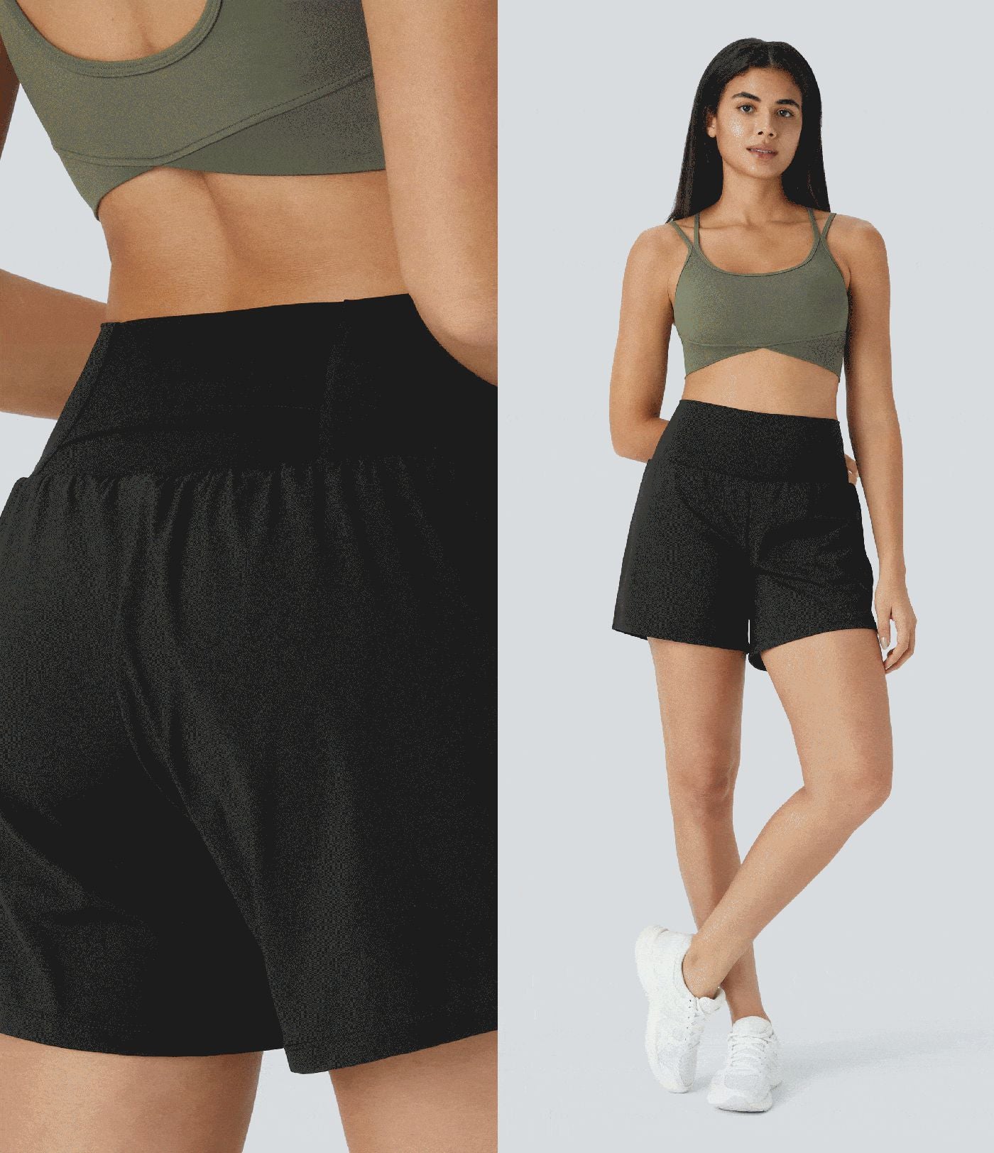Short yoga 2-en-1 SoftlyZero™ Airy effet frais InstantCool taille très haute 12,5 cm avec poches, longueur allongée