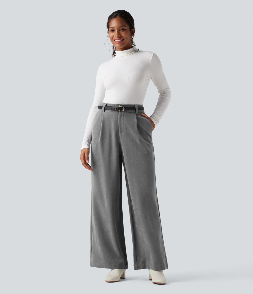 Pantalon tailleur baggy taille haute avec poches