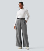 Pantalon tailleur baggy taille haute avec poches