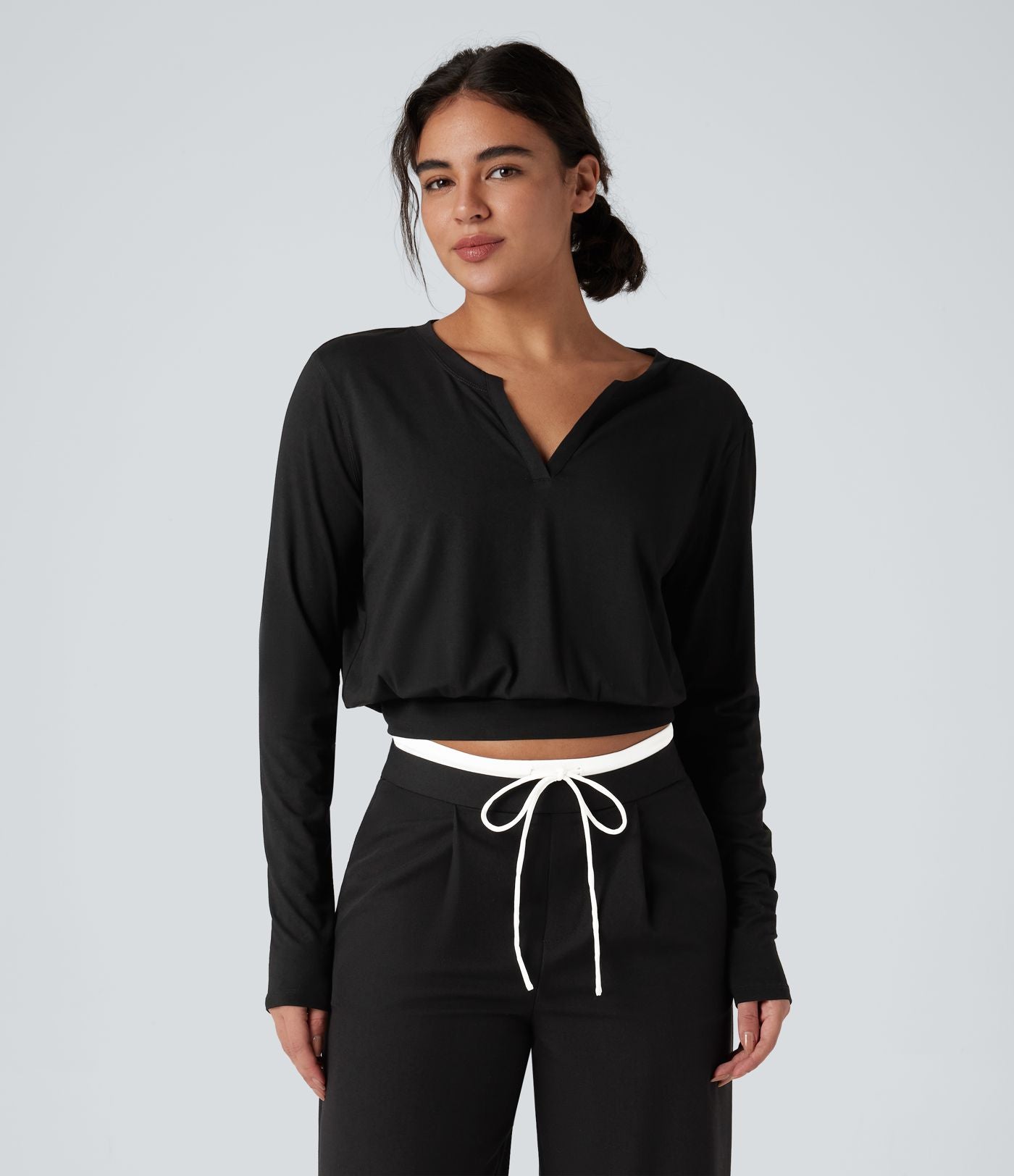 T-shirt col Henley manches longues