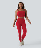 Débardeur de yoga cropped Halara UltraSculpt™ à doubles bretelles dos torsadé ouvert avec soutien-gorge intégré – Bonnets E-G