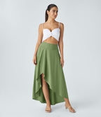 Jupe Longue Casual Breezeful™ Taille Haute à Volants 2en1 Fluide Sèchement Rapide Quotidien Maxi