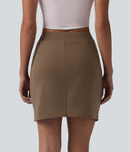 DayStretch Jupe mini casual 2-en-1 bodycon plissée croisée taille haute
