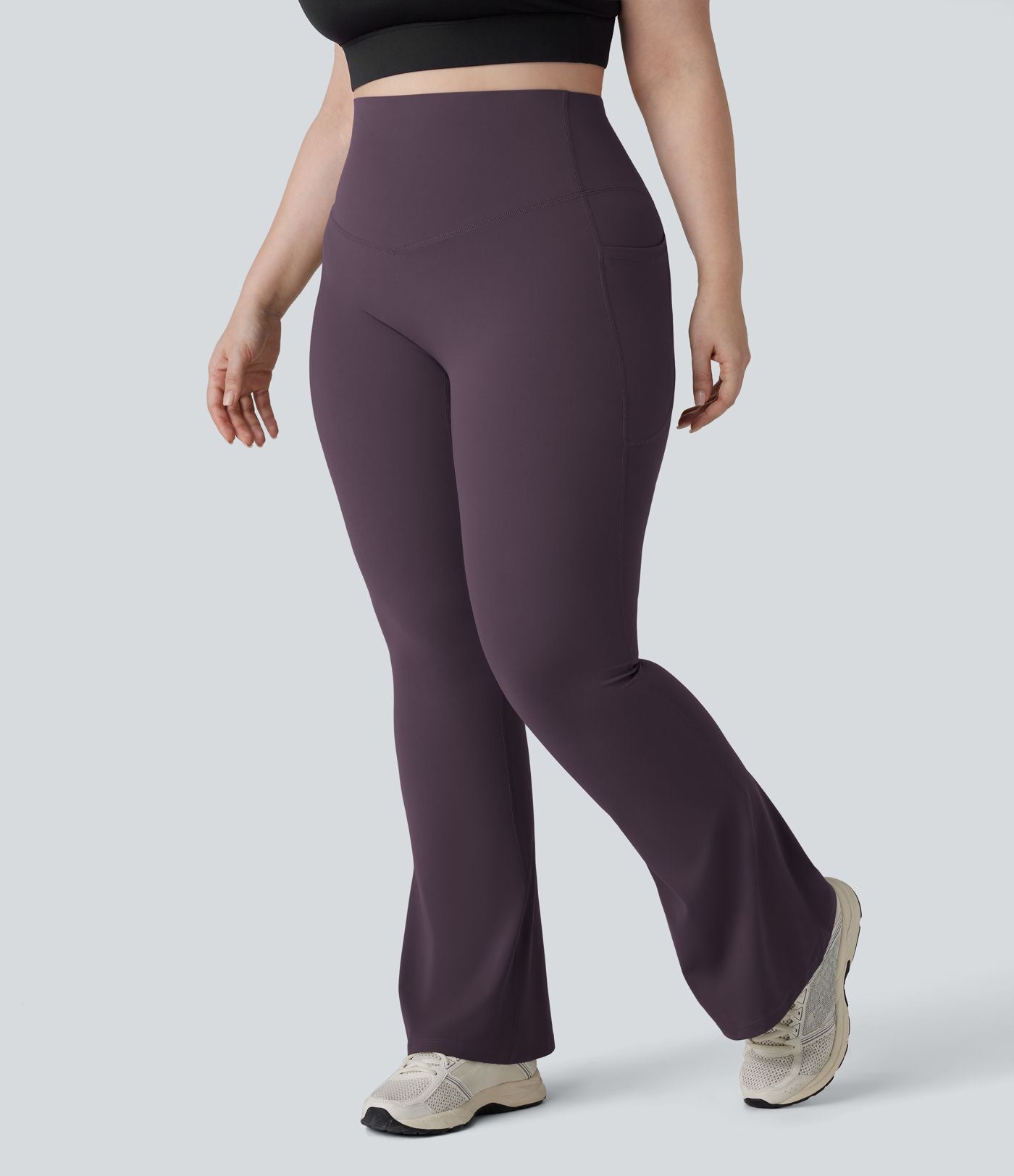 Pantalon de yoga à coupe bootcut gainant taille haute grande taille avec poches Halara UltraSculpt™