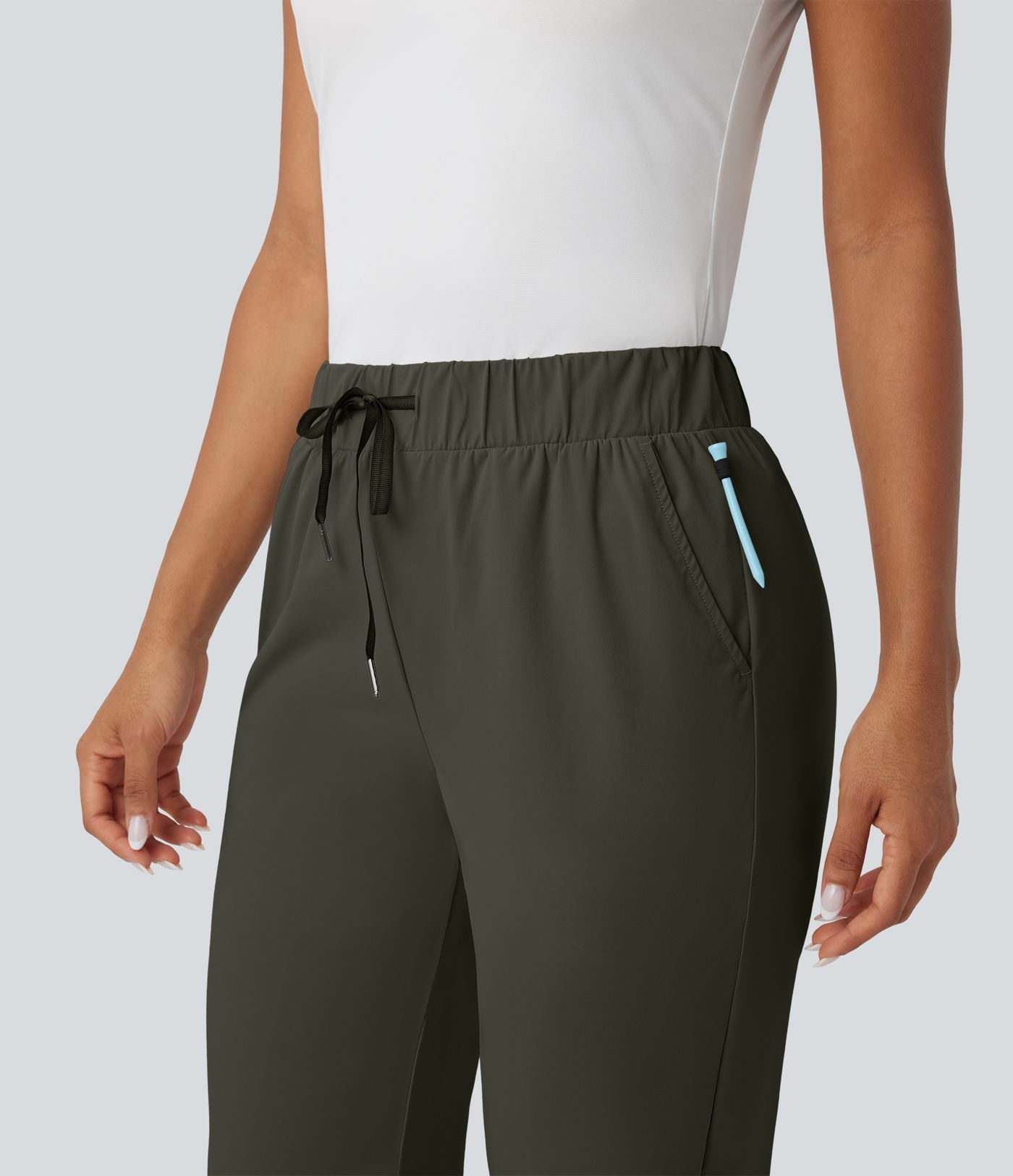 Pantalon golf fuselé taille haute cordon poches séchage rapide - Poche tee de golf