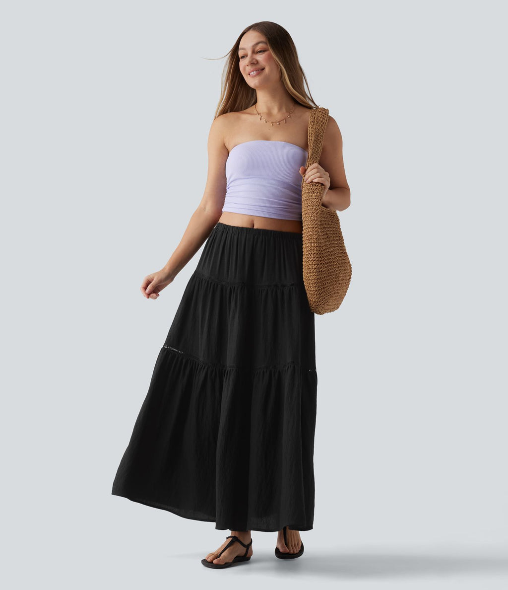 Jupe maxi fluide taille mi-haute