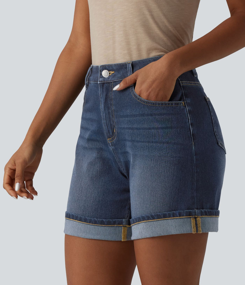 Short en jean Halara Flex™ casual taille haute 15 cm avec poches