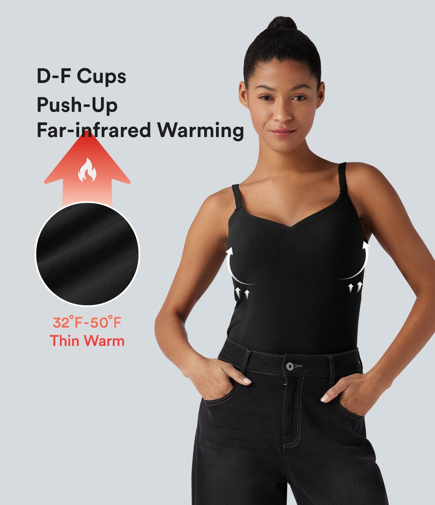 Débardeur caraco coques moulées effet push-up bretelles réglables bonnets E-G