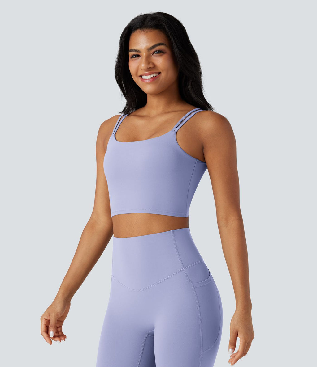 Débardeur yoga court Halara UltraSculpt™ double bretelles torsadé dos nu