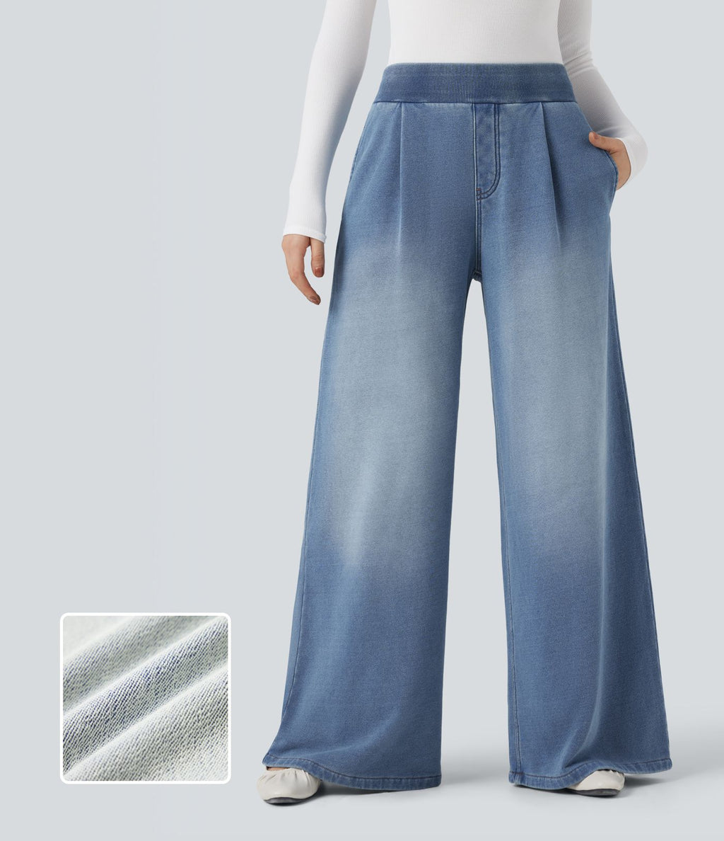 Jean jogging Halara Flex™ large évasé molleton français taille mi-haute avec poches