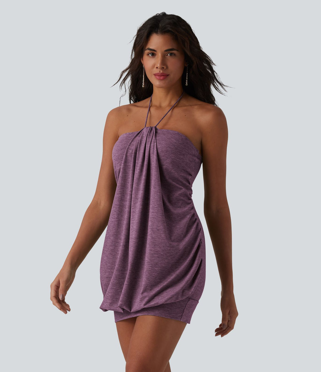 Robe mini moulante à dos nu et brassière intégrée