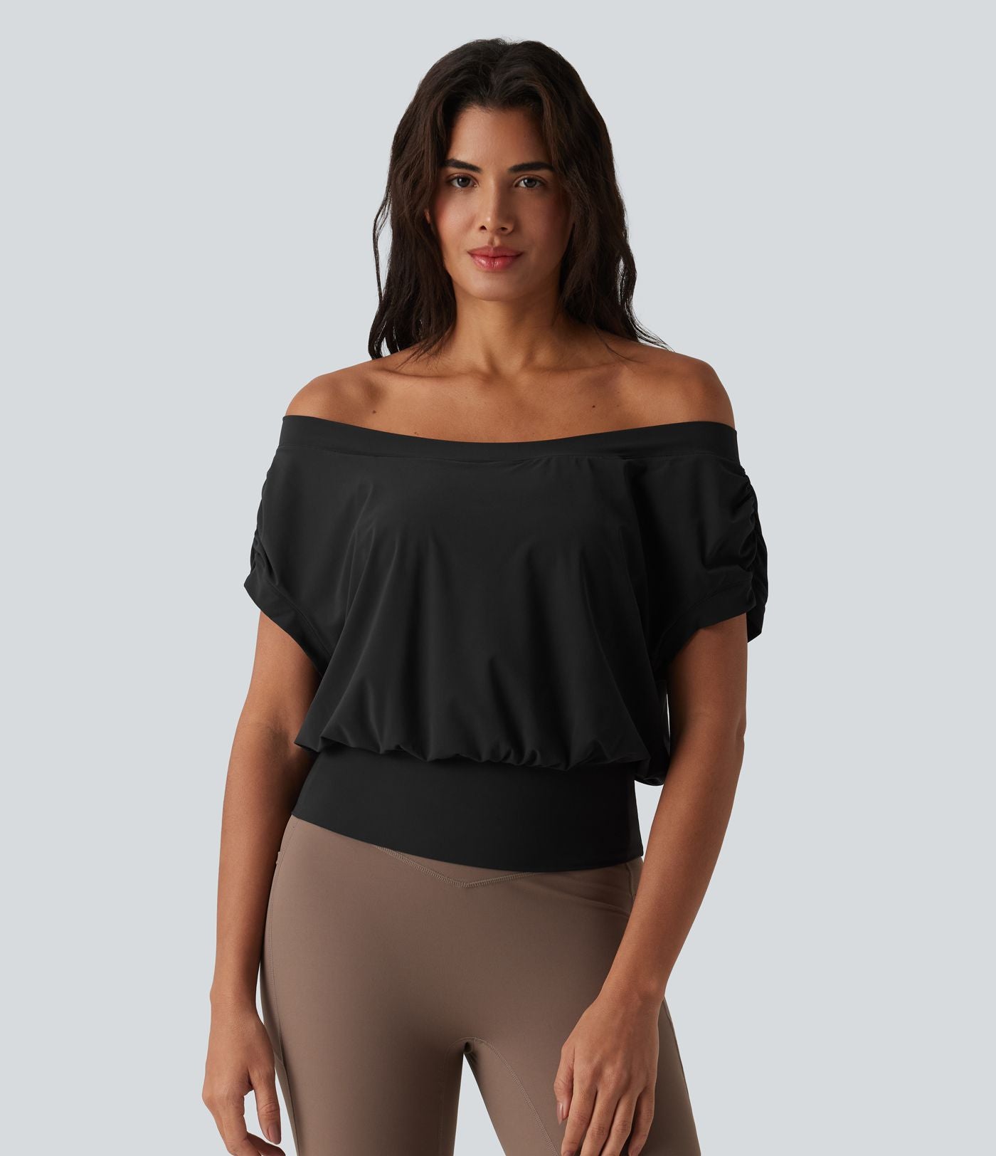 Haut de sport yoga épaules dénudées manches courtes oversize effet frais InstantCool séchage rapide