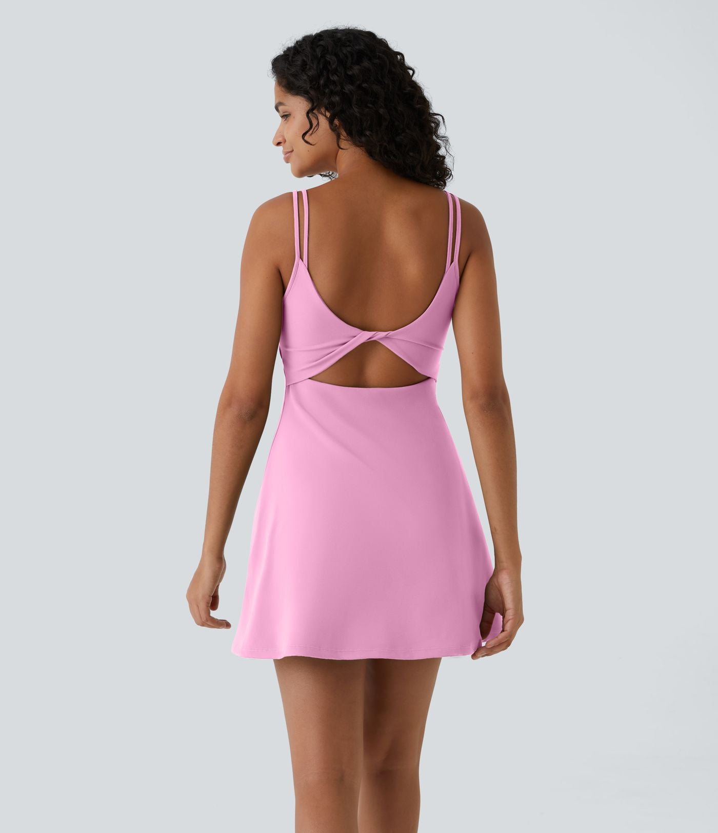 Robe de sport danse 2-pièces SoftlyZero™ Plush double bretelles caraco avec poche A-D