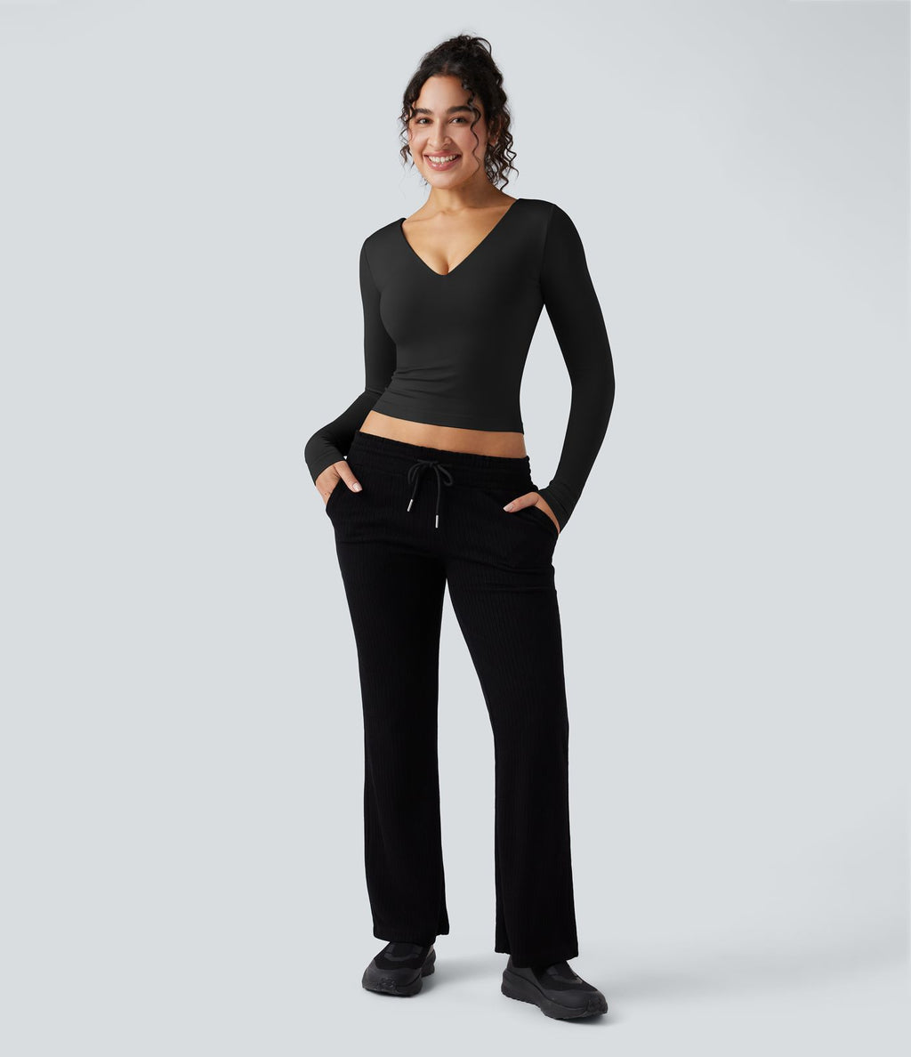 Haut de sport yoga col V à manches longues sans couture OneForm Seamless Flow
