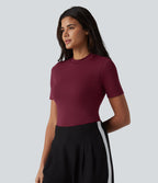 T-shirt col rond manches courtes avec brassière intégrée