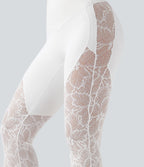 Pantalon de yoga évasé gainant taille haute avec dentelle contrastée et poche Halara UltraSculpt™
