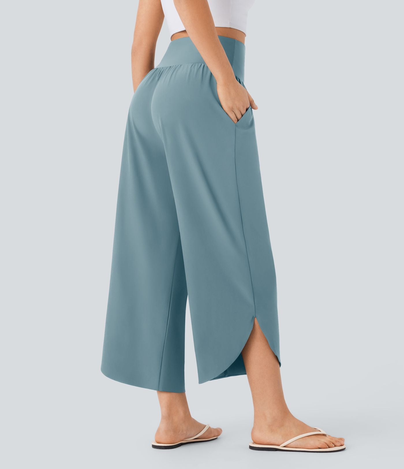 Pantalon fluide resort Breezeful™ à séchage rapide, coupe fendue et effet ventre plat