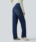 Jean Halara Flex™ taille haute gainant coupe droite décontracté avec poches