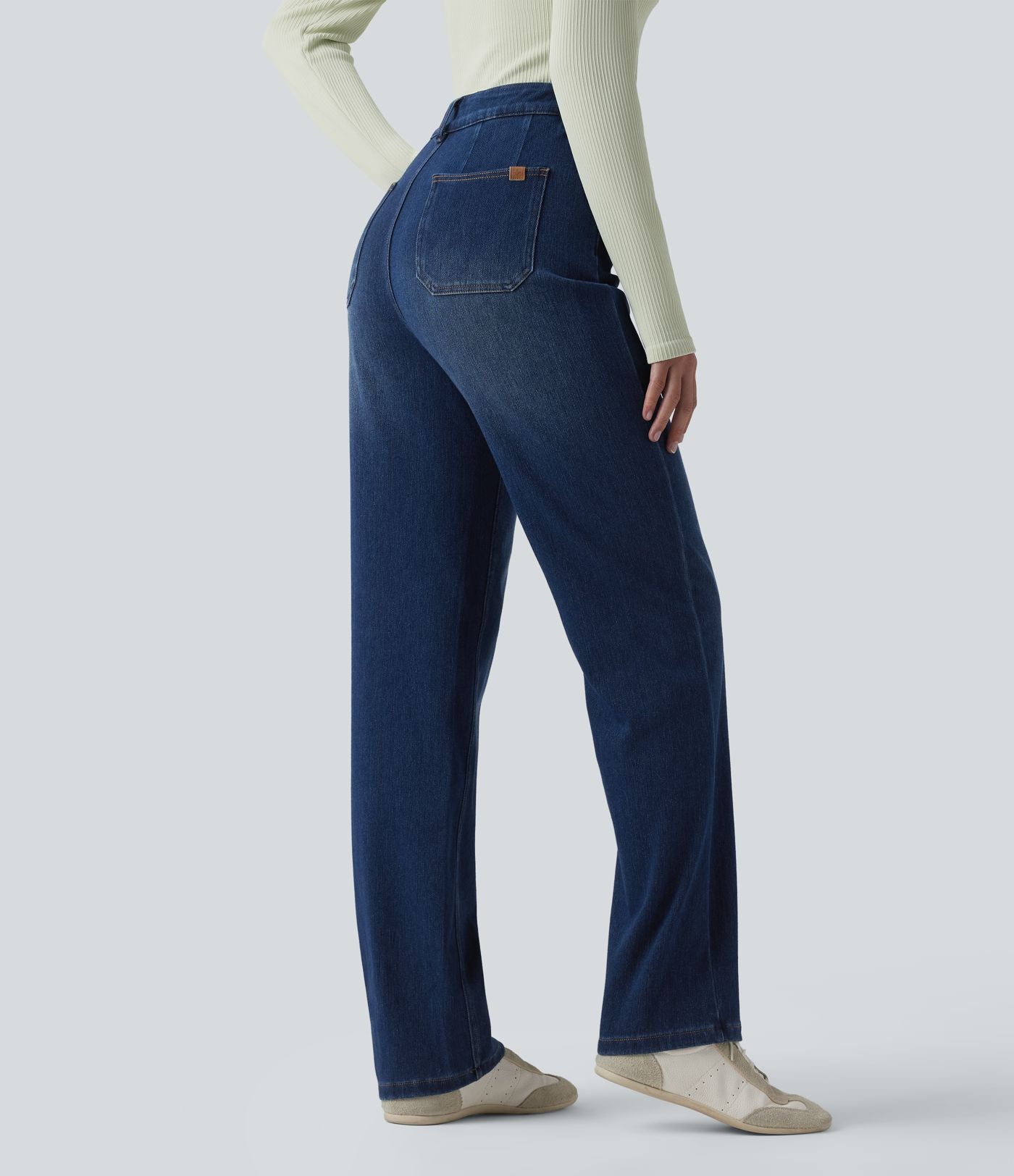 Jean Halara Flex™ taille haute gainant coupe droite décontracté avec poches