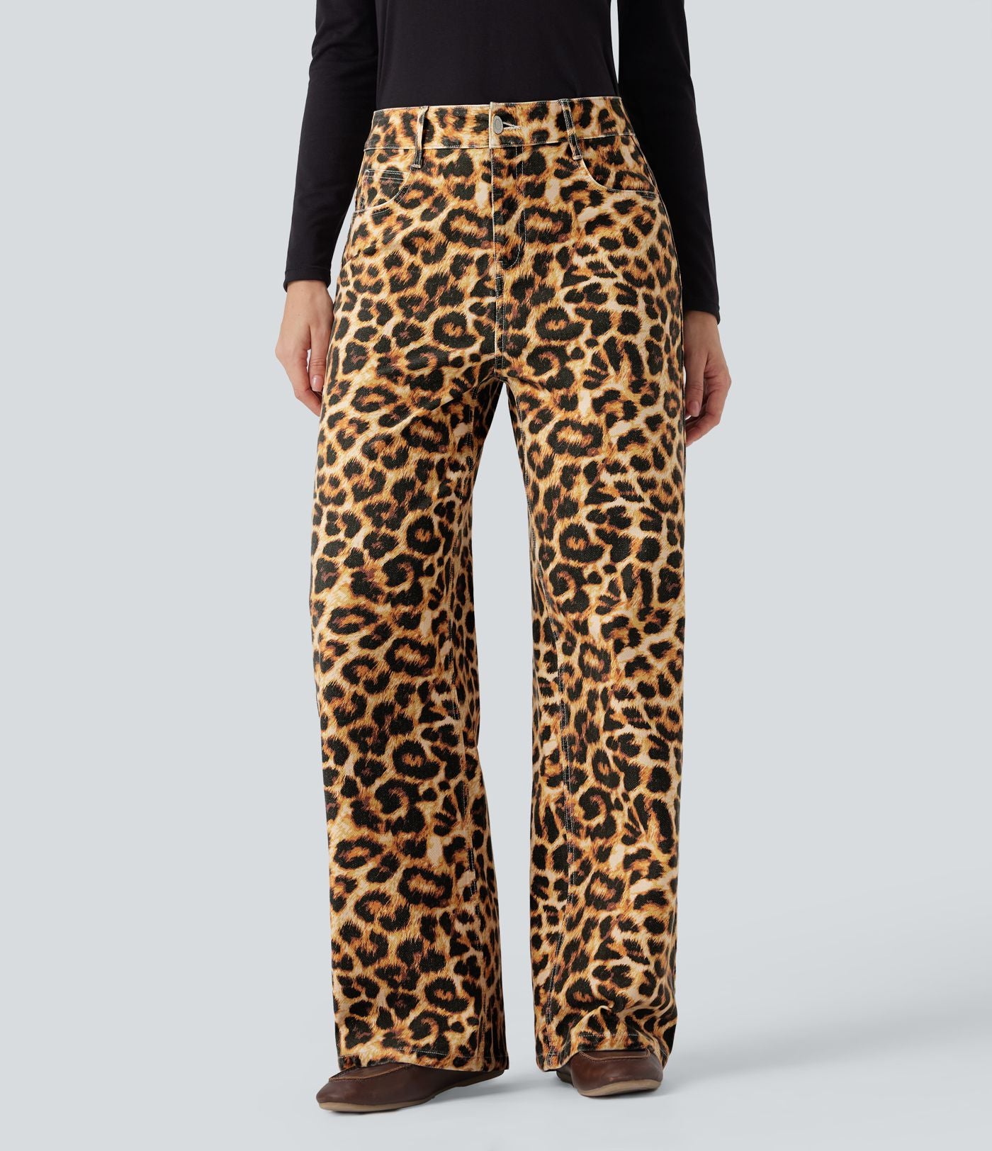 Jean baggy léopard Halara Flex™ taille mi-haute avec poches
