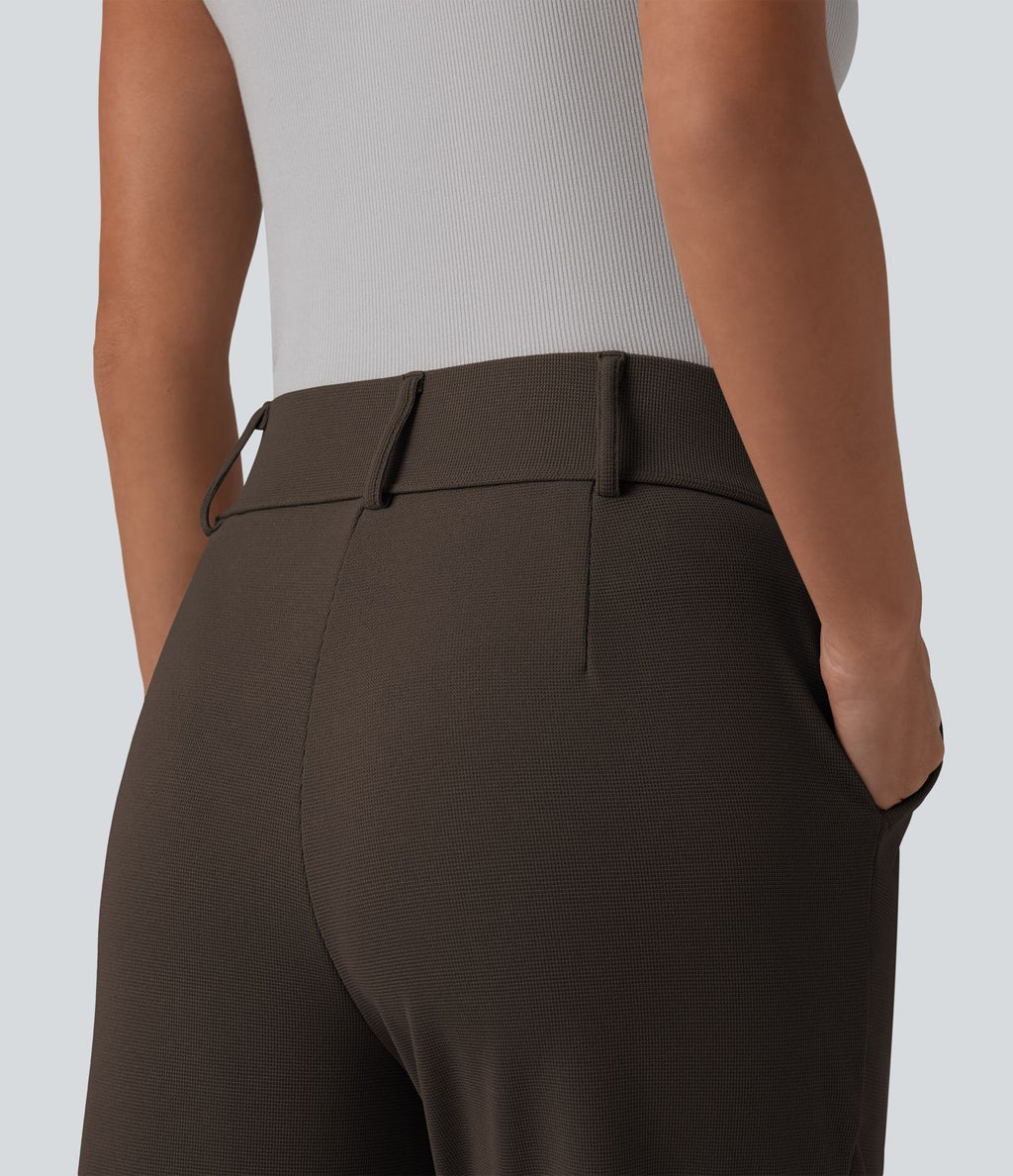 Halara Flex™ Pantalon tailleur fuselé taille haute en tissu gaufré avec poches