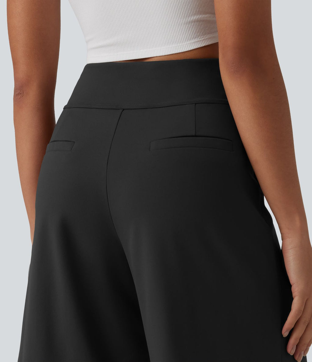 DayStretch Short tailleur bermuda plissé taille haute 25,5 cm avec poches